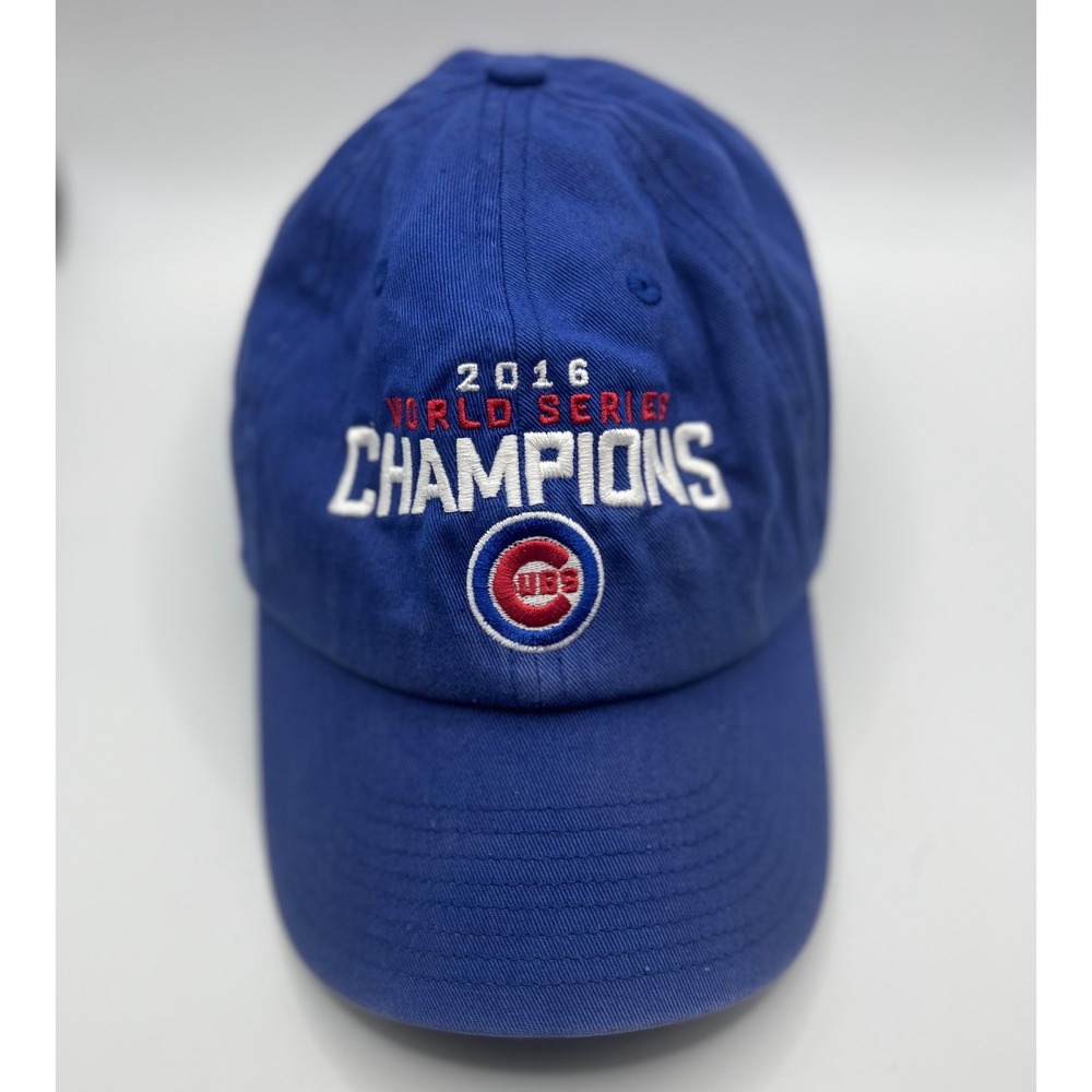 47 Brand Chicago Cubs Hat Mens OSFM Blue 2016 World Series Champions Dad Cap